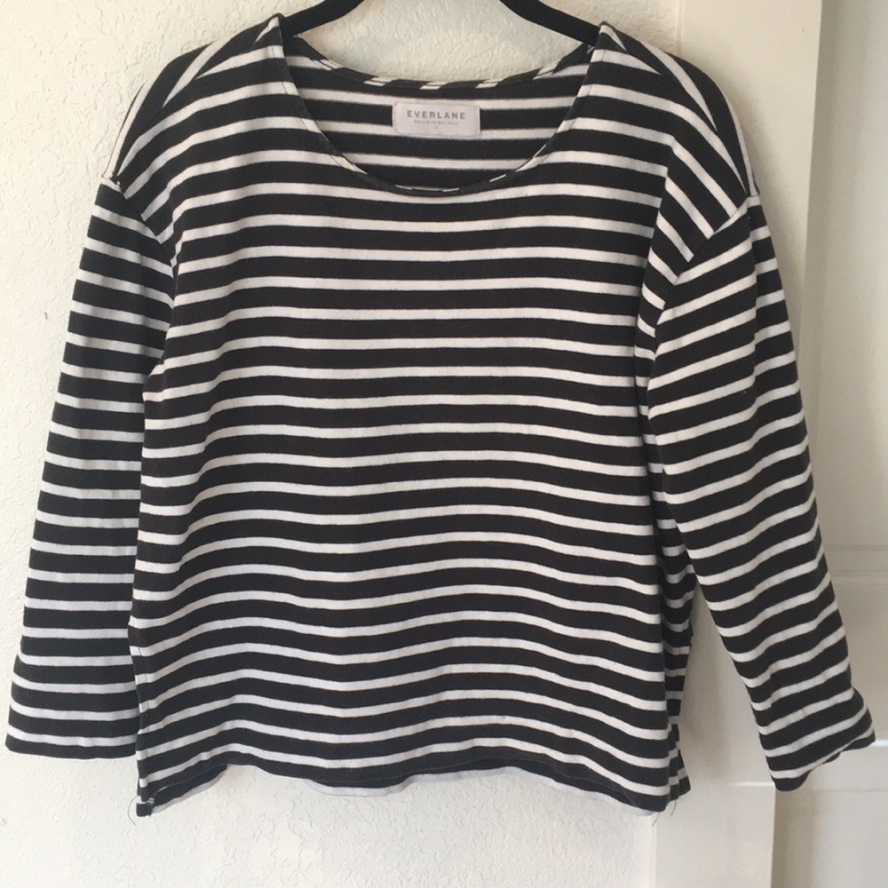 Everlane 3/4 sleeve thick cotton striped top